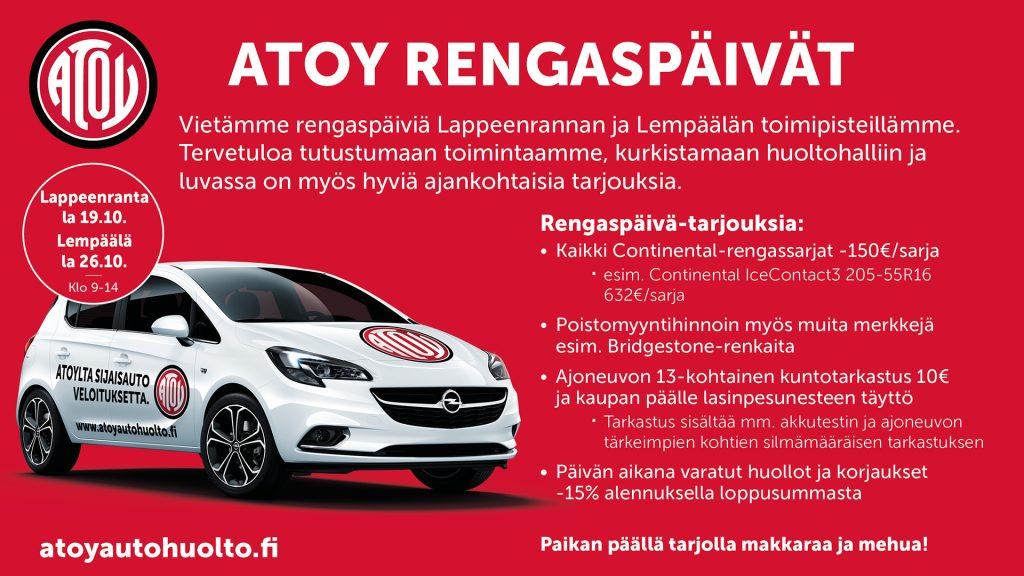 Atoy Rengaspäivät – Lappeenranta ja Lempäälä